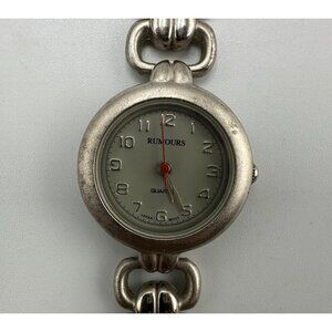 3/$30 Rumours Watch Women Silver Tone Red Seconds Hand Mesh Buckle Band